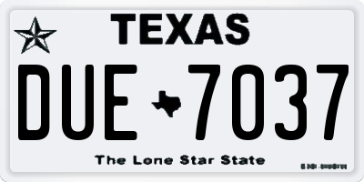 TX license plate DUE7037