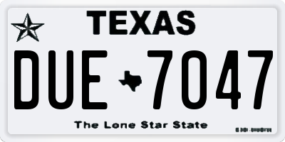 TX license plate DUE7047