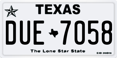 TX license plate DUE7058
