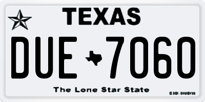TX license plate DUE7060