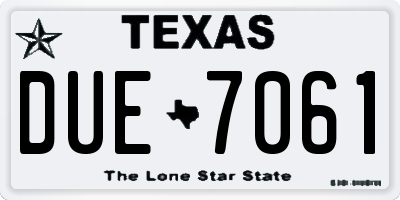 TX license plate DUE7061