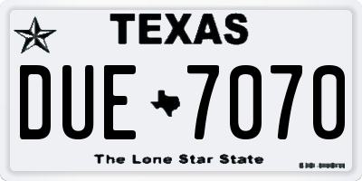 TX license plate DUE7070