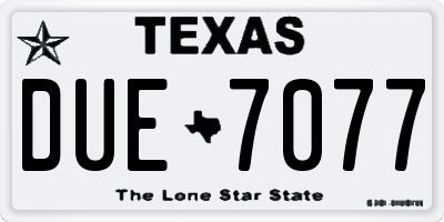 TX license plate DUE7077