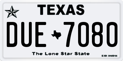 TX license plate DUE7080
