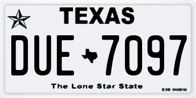 TX license plate DUE7097