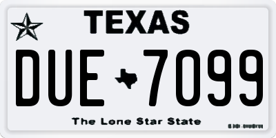 TX license plate DUE7099