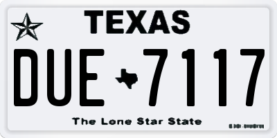 TX license plate DUE7117