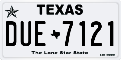TX license plate DUE7121