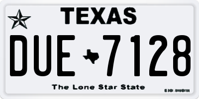 TX license plate DUE7128
