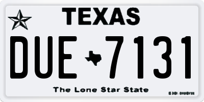 TX license plate DUE7131