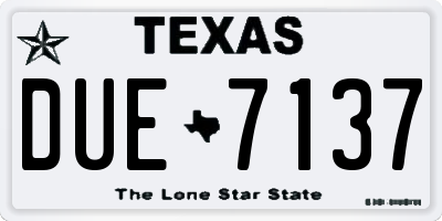 TX license plate DUE7137