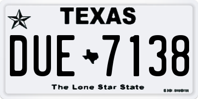 TX license plate DUE7138