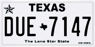 TX license plate DUE7147