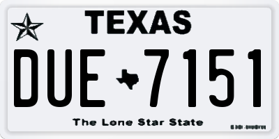 TX license plate DUE7151
