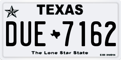 TX license plate DUE7162