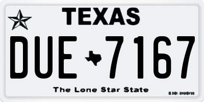 TX license plate DUE7167