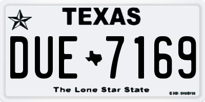 TX license plate DUE7169