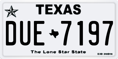 TX license plate DUE7197