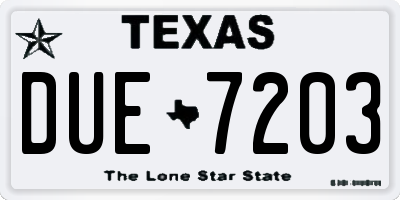 TX license plate DUE7203
