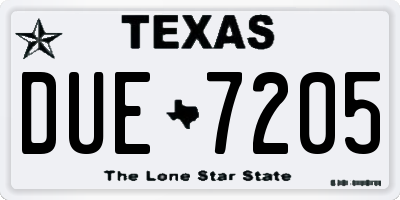 TX license plate DUE7205