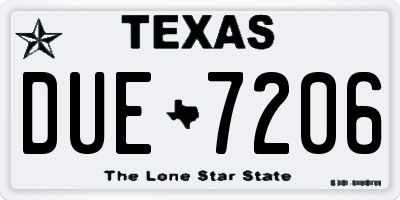TX license plate DUE7206