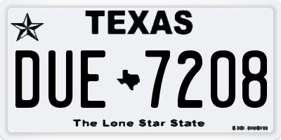 TX license plate DUE7208