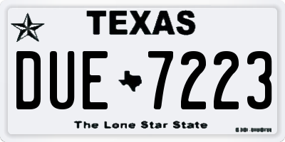 TX license plate DUE7223