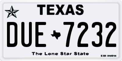 TX license plate DUE7232