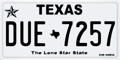 TX license plate DUE7257