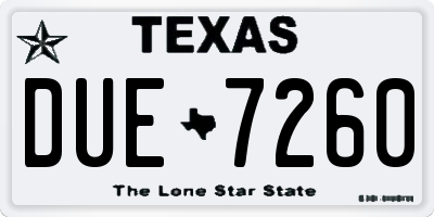 TX license plate DUE7260