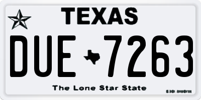 TX license plate DUE7263