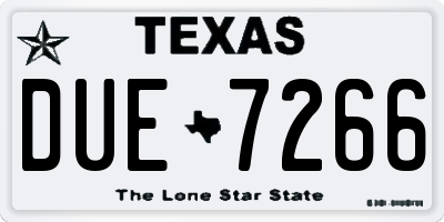 TX license plate DUE7266