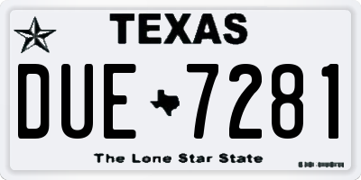 TX license plate DUE7281
