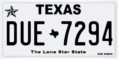 TX license plate DUE7294