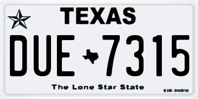 TX license plate DUE7315