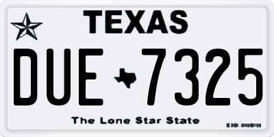 TX license plate DUE7325