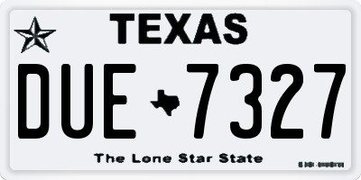 TX license plate DUE7327