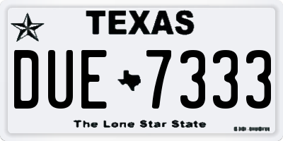 TX license plate DUE7333