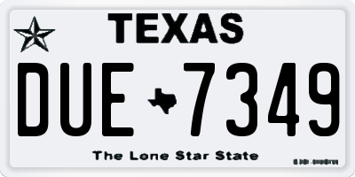 TX license plate DUE7349