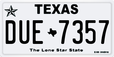 TX license plate DUE7357