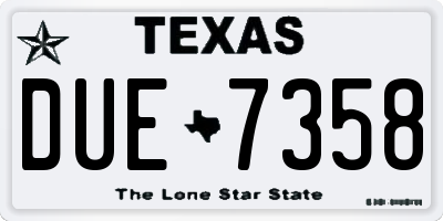 TX license plate DUE7358