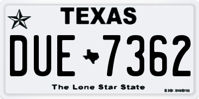 TX license plate DUE7362