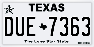 TX license plate DUE7363