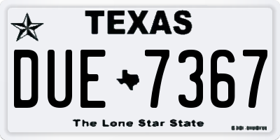 TX license plate DUE7367