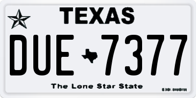 TX license plate DUE7377