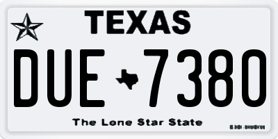 TX license plate DUE7380