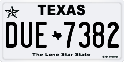 TX license plate DUE7382