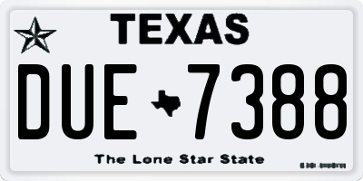 TX license plate DUE7388