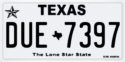 TX license plate DUE7397