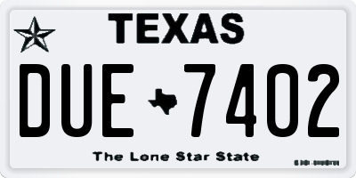 TX license plate DUE7402